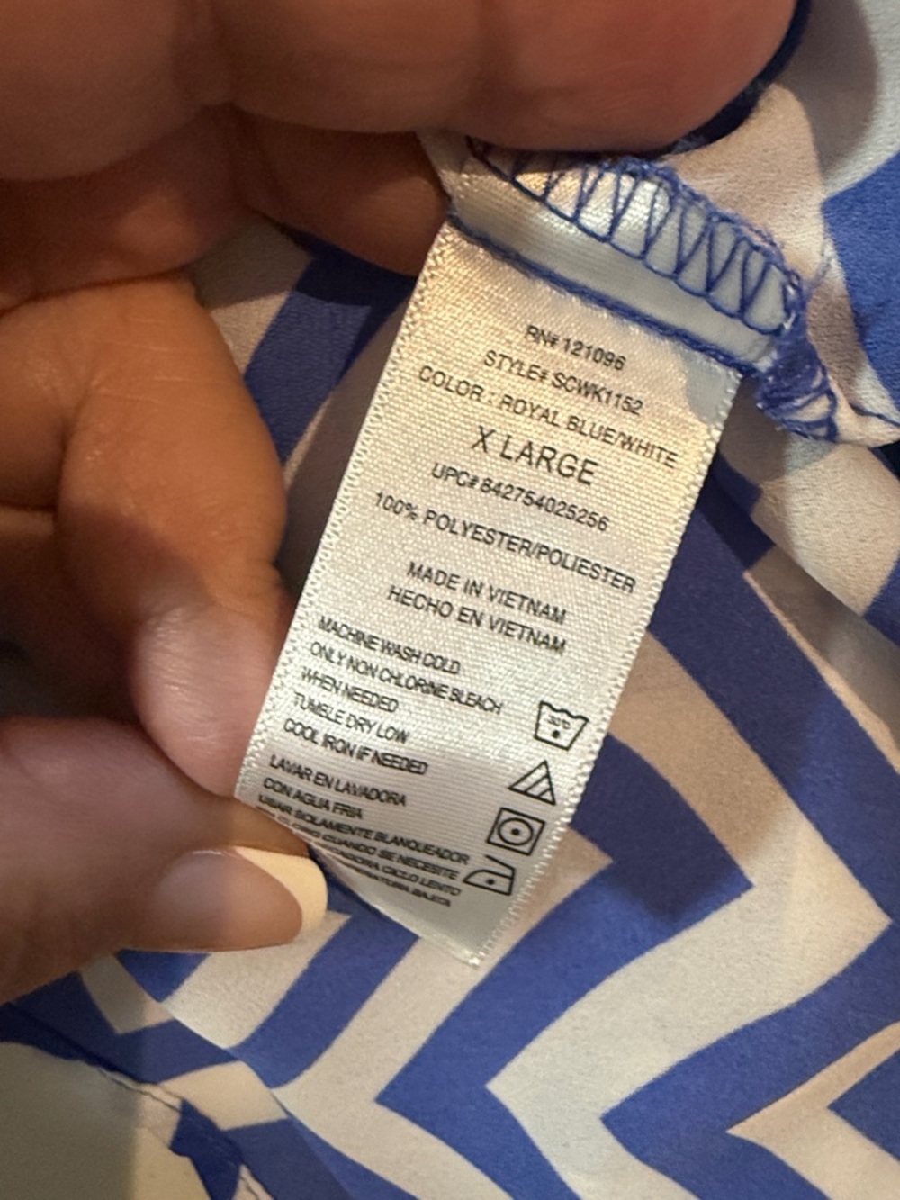 Kirra Blue and White Chevron Blouse - Picture 5 of 5